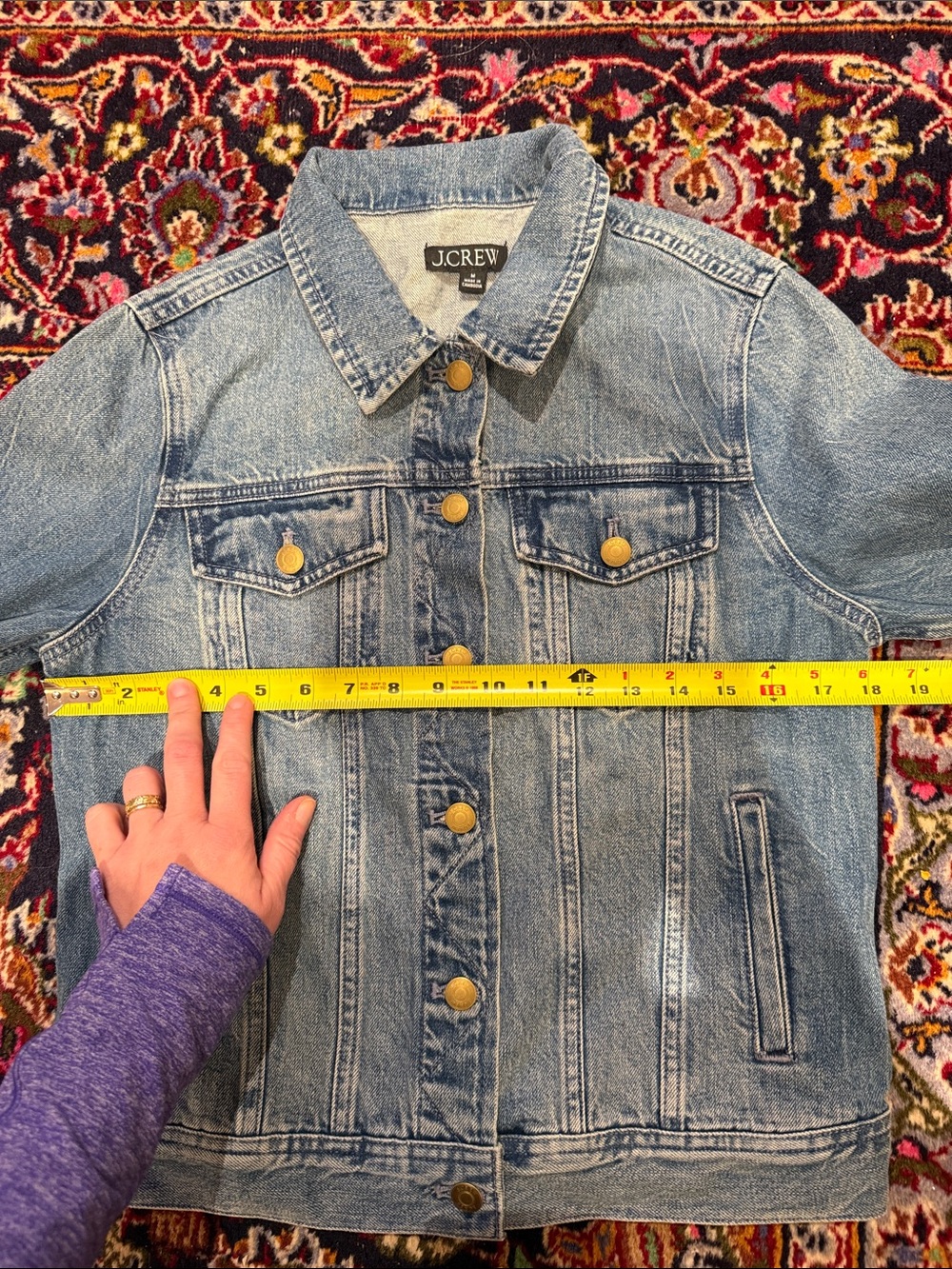 J. Crew Light Blue Denim Jacket - medium nwt brass gold buttons women’s - Picture 6 of 7